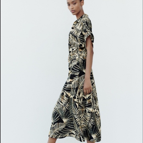 Zara NWT linen blend tropical print dress - Picture 4 of 7